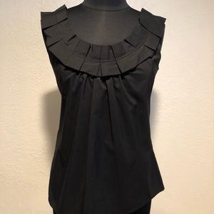 Black tank top with ruffled neckline